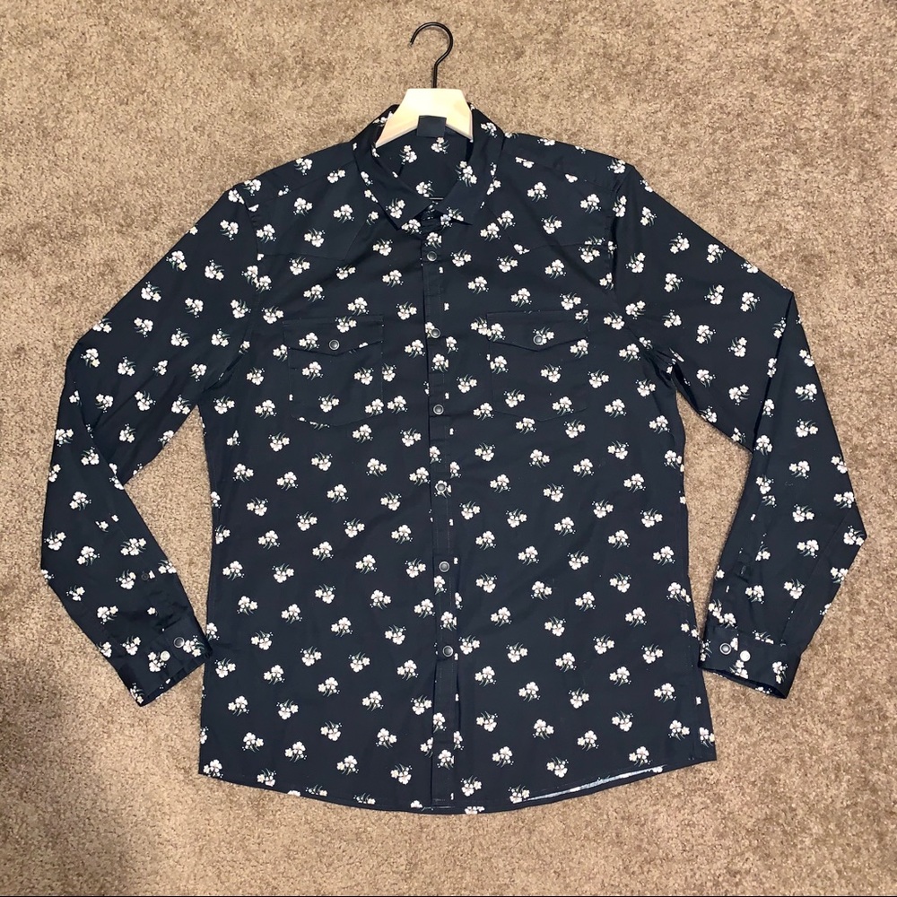 ASOS Design Stretch Floral Shirt in Black